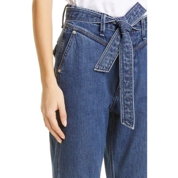 RAG & BONE Mia Yoke Straight Leg Jeans belts tie at waist clean Vincent wash 27 - Picture 4 of 12